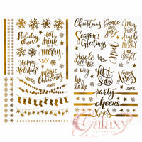 Gold Foil Xmas Themed Glass Stickers - Wine Champagne Glasses Decals