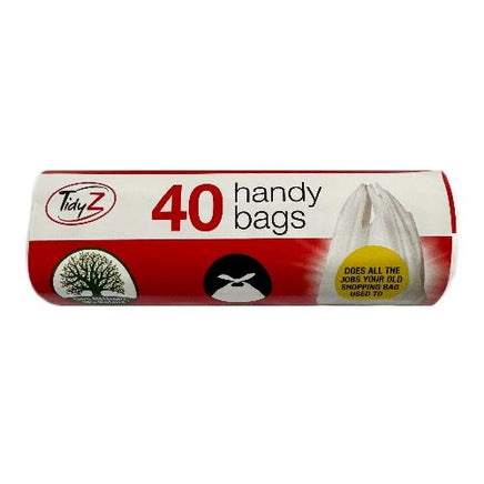 Tidyz 160 Handy Food Bags for Shopping, 15L Pedal Bin Liner, Tie Handle x4 rolls home tiny
