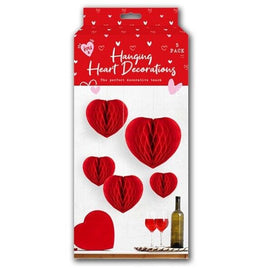 Valentines Day Honeycomb Hanging Hearts, Romantic Decoration, 5pk hearts seasonal tiny