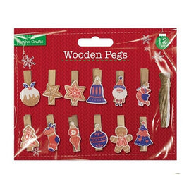 Christmas Wooden Mini Pegs & Jute, Hanging String Card Holder Christmas seasonal tiny