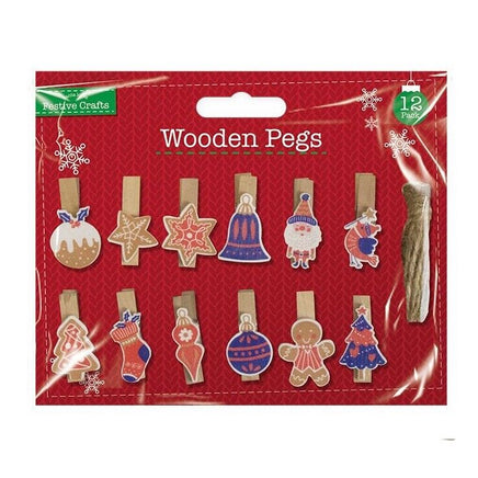 Christmas Wooden Mini Pegs & Jute, Hanging String Card Holder Christmas seasonal tiny
