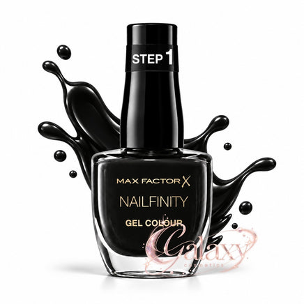 Max Factor Nailfinity X Gel Colour Nail Polish 12ml 900 Film Noir - glossy black makeup Nails