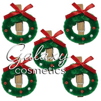 5x Wooden Mini Wreath Present Toppers Christmas Card Pegs Festive Hanging Decor Christmas seasonal