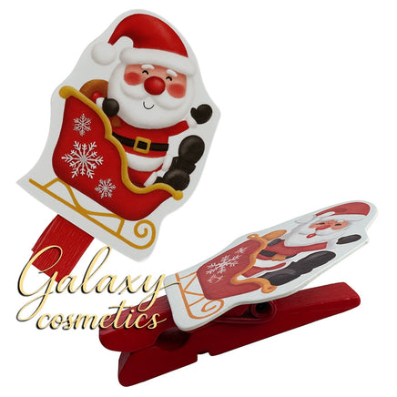 18x Christmas Card Holder Wooden Pegs & Ribbon Christmas seasonal