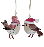 Traditional Wooden Robin Decoration Hanging Christmas Tree Ornament - 2 pack Christmas seasonal