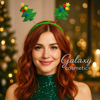 Springy Christmas Tree Headband with Pom Poms