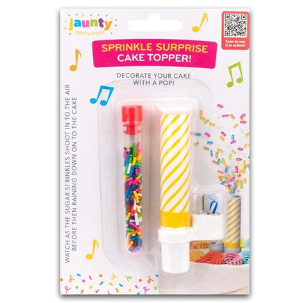 Musical Sprinkle Surprise Cake Topper Popper Candle with Edible Confetti party tiny