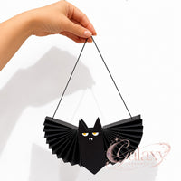3x Halloween Hanging Paper Bats Black 3D Decor