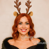 Christmas Reindeer Antler Headband with Ears