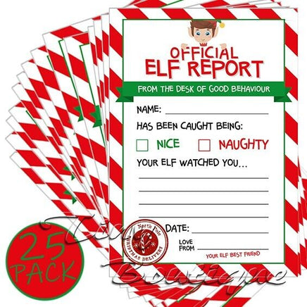 Christmas Elf Report Cards: Naughty or Nice Kids Letter, Pack of 25 Christmas seasonal tiny
