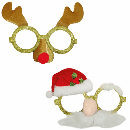 2x Christmas Glasses Santa Father Xmas & Reindeer Rudolf Fancy Dress Masks Christmas other xmas wear seasonal tiny xmas wear Xwear
