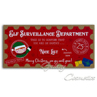 Christmas Santa's Nice List Certificate Card Scratch & Reveal Elf Report Christmas seasonal