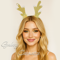 Gold Glitter Reindeer Antler Christmas Headband