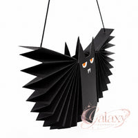 3x Halloween Hanging Paper Bats Black 3D Decor