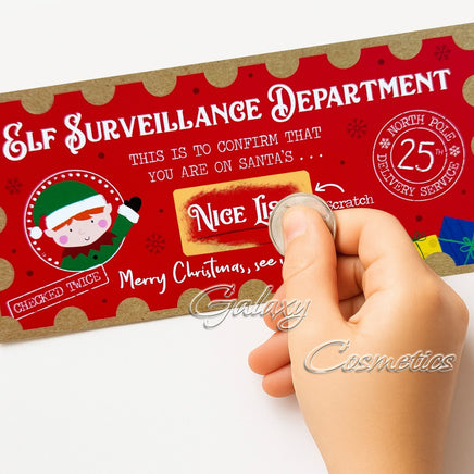 Christmas Santa's Nice List Certificate Card Scratch & Reveal Elf Report Christmas seasonal