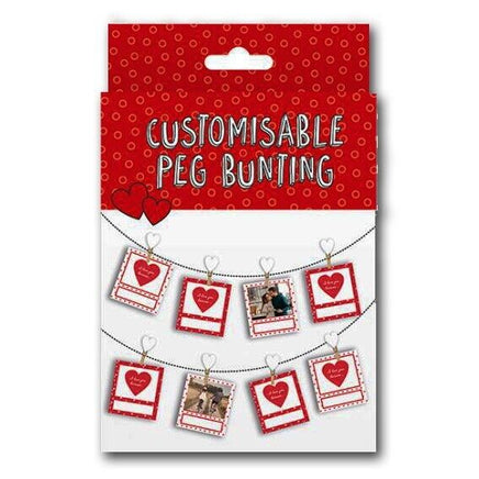 Valentines Day Customisable Peg Bunting, Romantic Decoration hearts seasonal tiny