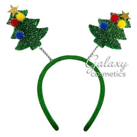 Springy Christmas Tree Headband with Pom Poms