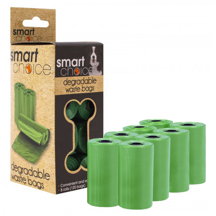 Smart Choice Biodegradable Dog Waste Poop Bags & Dispenser Eco-Friendly 8 refill rolls - 120 bags pets tiny