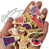 Christmas Wooden Mini Pegs & Jute, Hanging String Card Holder Christmas seasonal tiny