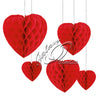 Valentines Day Honeycomb Hanging Hearts, Romantic Decoration, 5pk hearts seasonal tiny