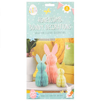 Easter Bunny Honeycomb Paper Decorations - Table or Hanging - Pack of 3 Easter seasonal tiny