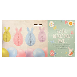Easter Decoration Pack: Hanging Honeycomb Paper Bunnies and 8 Pastel Balloons Easter seasonal tiny