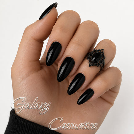 Saffron Glossy Black Nail Polish #25 Jet Black fancy gothic halloween makeup Nails seasonal
