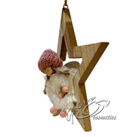 Fairy On Star Traditional Wooden Christmas Tree Hanging Decoration Christmas seasonal tiny