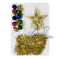 Festive Plant Decoration Kit: Christmas Mini Baubles, Tinsel & Star Christmas seasonal tiny