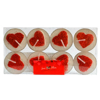 Glitter Heart Tealight Candles Romantic Decorations Valentines Wedding pack of 8 candles hearts seasonal tiny