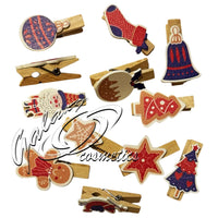 Christmas Wooden Mini Pegs & Jute, Hanging String Card Holder Christmas seasonal tiny