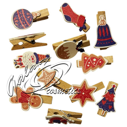 Christmas Wooden Mini Pegs & Jute, Hanging String Card Holder Christmas seasonal tiny
