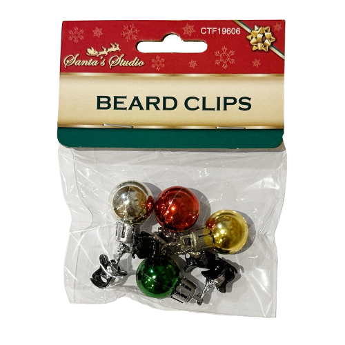 Santa Beard Baubles Clips - 4 Pack - Christmas Fancy Dress, Hair Decorations Christmas seasonal tiny