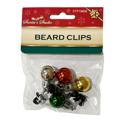 Santa Beard Baubles Clips - 4 Pack - Christmas Fancy Dress, Hair Decorations Christmas seasonal tiny