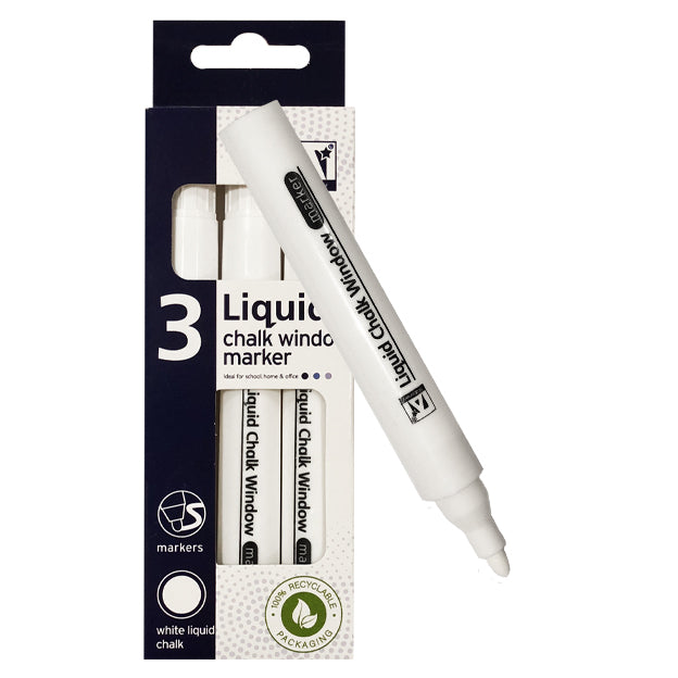 3 X White Liquid Chalk Marker Pen Write On Windows Christmas decoration Wipeable Christmas kids