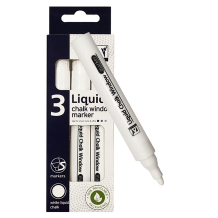 3 X White Liquid Chalk Marker Pen Write On Windows Christmas decoration Wipeable Christmas kids seasonal tiny