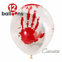 Bloody Hand Print Balloons, Pack Of 12 Halloween seasonal