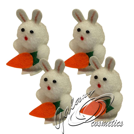 Easter Mini Decorations Bonnet, Party Table, Kids Art Craft 4 Bunny with carrot, 6cm Easter seasonal tiny