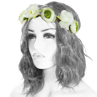 Flower Headband Head Garland Hair Band Crown Elastic Wreath Festival Boho Hippy White water lily Clothes, Shoes & Accessories:Women:Women's Accessories:Hair Accessories galaxy garlands party
