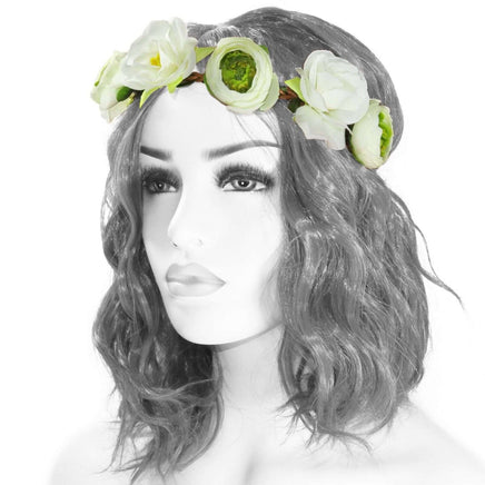 Flower Headband Head Garland Hair Band Crown Elastic Wreath Festival Boho Hippy White water lily Clothes, Shoes & Accessories:Women:Women's Accessories:Hair Accessories galaxy garlands party
