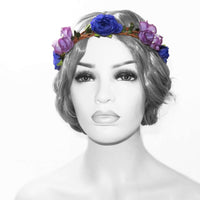 Flower Headband Head Garland Hair Band Crown Elastic Wreath Festival Boho Hippy Blue purple rose Clothes, Shoes & Accessories:Women:Women's Accessories:Hair Accessories galaxy garlands party