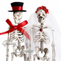 Skeleton Couple Figurines, 17cm