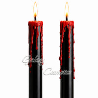 Black Tapered Bleeding Candles Black to Red 2 Pack candles Halloween seasonal