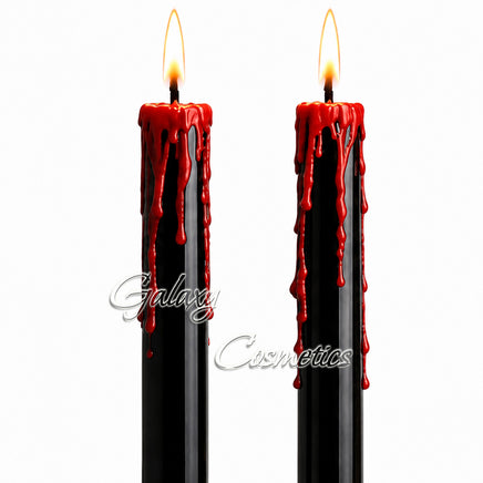 Black Tapered Bleeding Candles Black to Red 2 Pack candles Halloween seasonal