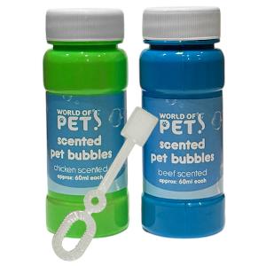World Of Pets Chicken & Beef Scented Dog Bubbles, Interactive Puppy Play Toys x2 pets tiny