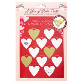 Valentines Day A Year of Dates Personalisable Scratch Off Poster hearts seasonal tiny