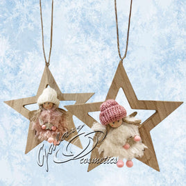 Fairy On Star Traditional Wooden Christmas Tree Hanging Decoration Christmas seasonal tiny