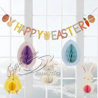 Happy Easter Bunting and Honeycomb Paper Hanging Decoration Pack Easter seasonal tiny