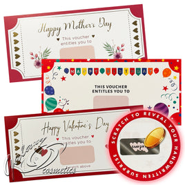 Personalised Scratch To Reveal Voucher & Card MYO Special surprise gift hearts mother seasonal tiny