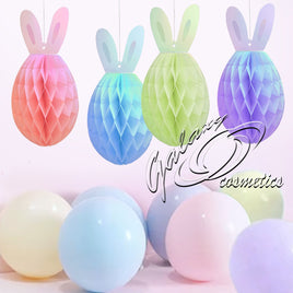Easter Decoration Pack: Hanging Honeycomb Paper Bunnies and 8 Pastel Balloons Easter seasonal tiny